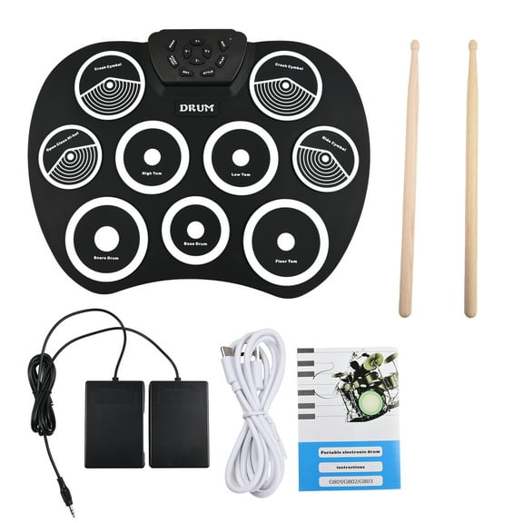 Percussion instrument,Drum Kit With Kit With Drumsticks Drum Set Birthday Pad Drum 9 Pads Midi Hand Roll Drum Midi Birthday Pad Pads Midi Birthday Pad Drum Kit Set 9 Pads Set Hand Roll Huiop