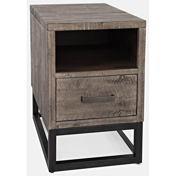 Jofran East Hampton Distressed Solid Wood USB Charging Chairside Table