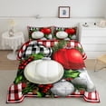 thumbnail image 2 of Feelyou Cartoon Xmas Ball 01, Red White Plaid Twin Comforter Sets, Merry Christmas Reversible Bedding Set, Breathable Home Decor,2 Pieces, 2 of 8