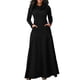 thumbnail image 1 of Vestidos largos lisos con bolsillos y manga larga con lazo para fiesta de noche para mujer, 1 of 5