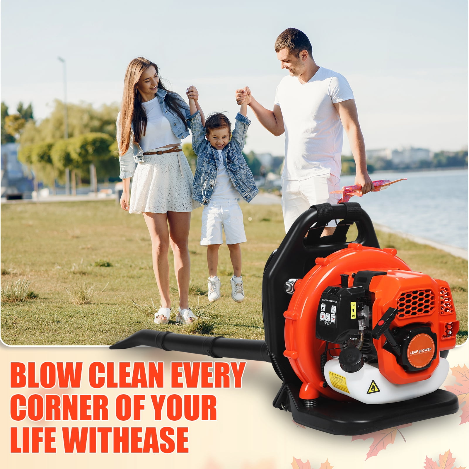 AurumEdge Gas Backpack Leaf Blower, 52CC 2-Cycle Leaf Blower Snow Blower, 550 CFM 2.3HP/1.7KW Commercial-Grade Dust Blowe