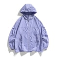 thumbnail image 4 of GUZOM Mens Hooded Windbreaker Jacket Lightweight Nylon Spandex Water Resistant Oversized Streetwear Zippered Pockets Purple XS-XXXXL,Size XL, 4 of 7