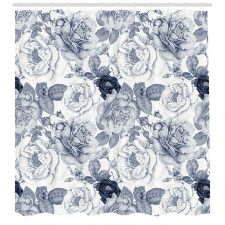 Shabby Chic Shower Curtain Garden Spring Roses Buds With Leaves