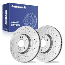 AutoShack 12.6" (320 mm) Front Vented Drilled & Slotted Brake Rotors Coated | Replacement for 2014-2020 Kia Sorento 2013-2018 Hyundai Santa Fe Sport | Silver Matte Finish | 2-PC Set | TurboGuard