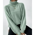thumbnail image 2 of ManxiVoo Women's Fashion High Neck Knit Sweater Winter Warm Soft Yarn Pullover Comfort Stretch Casual Tops XXL Size Light Green, 2 of 5