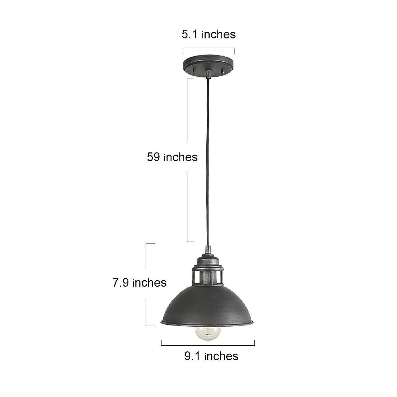 LNC 1-Light Matte Black and Brushed Grey Farmhouse Dome LED Mini Kitchen Island Light