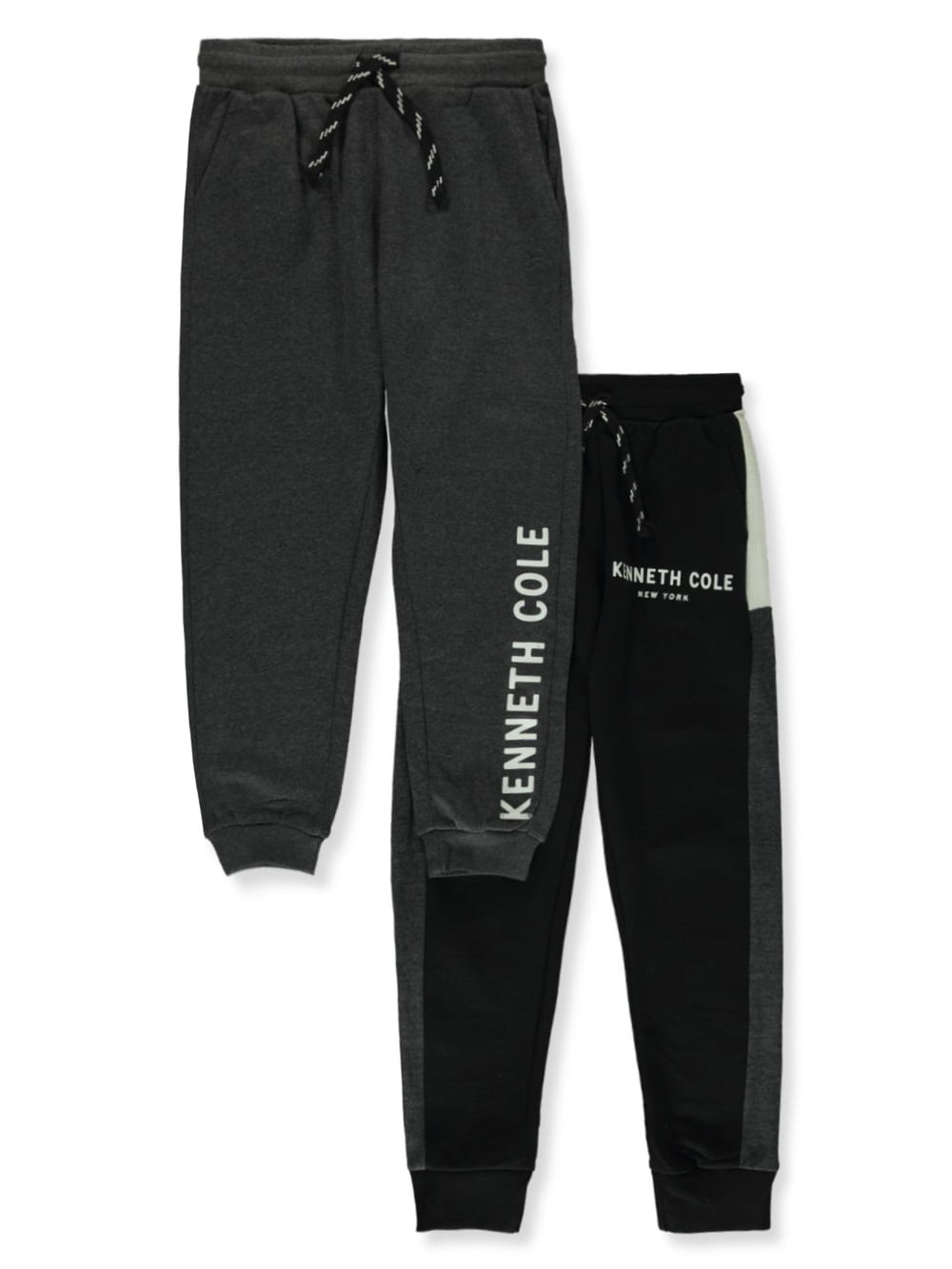 Kenneth Cole Boys' 2-Pack Fleece Joggers - black/charcoal gray, 2t ...