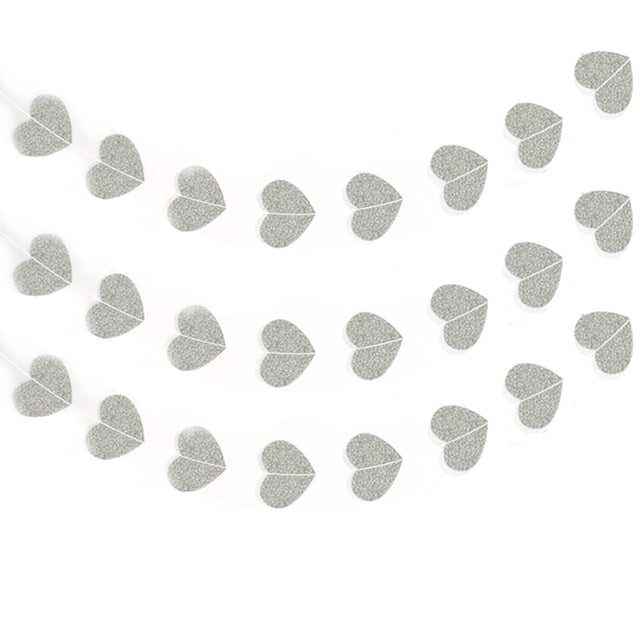 Inteprter 1 Juego de guirnalda de corazón, decoración de fiesta, pancarta colgante de papel, diseño de serpentina de compromiso, adorno, colgantes para Kits de decoración para fiestas Plata Inteprter HA059999-03