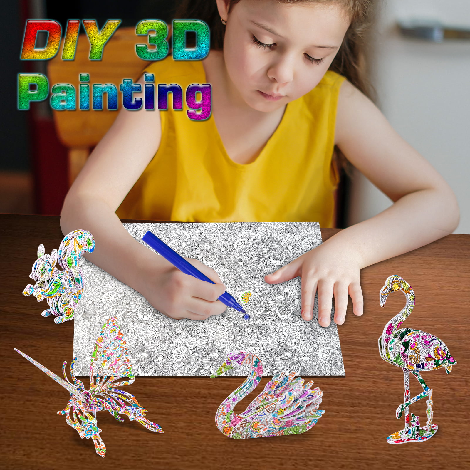 Sunnypig Drawing Set for 8 Year Old Kid Guitar Painting Kit for 6 Year Old Boy Girl DIY 3D Coloring Puzzle Art and Craft Toy for 10 11 12 Year Old