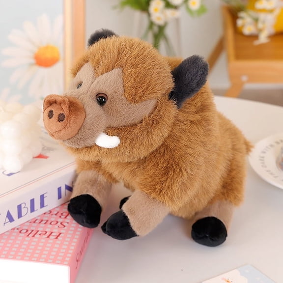 Cute Realistic Wild Boar Plush Toy, Soft Warthog Stuffed Animal, Kawaii Forest Wildlife Cuddle Buddy, Perfect Gift for Kids Adults Animal Lovers