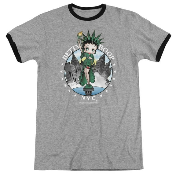 Betty Boop Nyc Adult Ringer Heather Black
