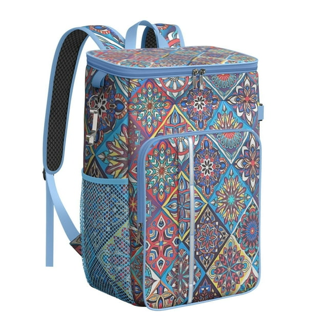 Floral Aesthetic Insulated Cooler Backpack - 20L Soft Cooler Bag, Earthy Style for Picnic
