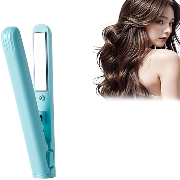 FACEGA Mini Curling Iron, Dual-Purpose Curling Iron, Hair Curler, Ceramic, Cordless Rechargeable, USB Charge, Hair-Friendly (Blue)