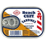 Beach Cliff Sardines in Mustard Sauce, 3.75 oz Can, Shelf Stable Canned Wild Caught Sardine, High in Protein
