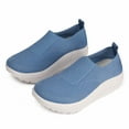 thumbnail image 6 of Platform Sneakers for Women Casual Knitted Low Top Walking Shoes Lightweight Soft Sole Slip on Loafers Antislip Workout Gym Athletic Shoes Blue Size 7, 6 of 7