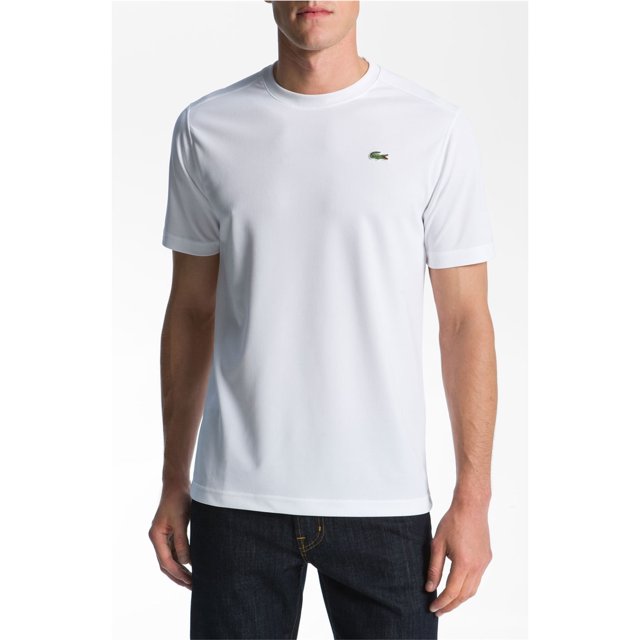 Lacoste - Camiseta básica ultra seca para hombre, color blanco, pequeña Lacoste Camiseta básica