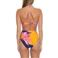 thumbnail image 3 of Trina Turk Women's Breeze Twist Front Swim Bandeau Bra and High-Waist Bikini Bottom Collection-Top / Multi / 8, 3 of 8