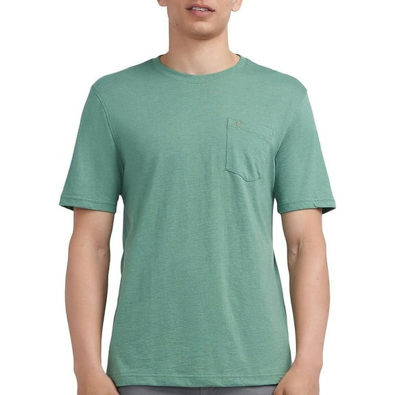 IZOD Mens Solid Pocket Crew Neck Short Sleeve T-Shirt XX-Large Dark Ivy Heather