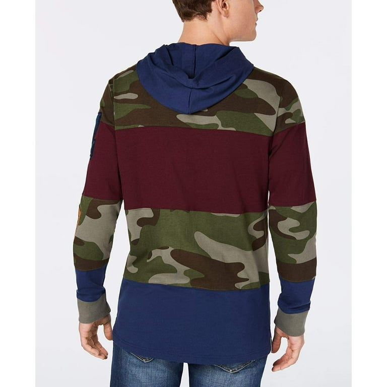 American Rag Mens Pattern Blocked Hoodie Sweatshirt, Multicoloured