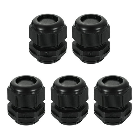5Pack G 1" Nylon Cable Glands, Waterproof Adjustable Wire Grommet, Black