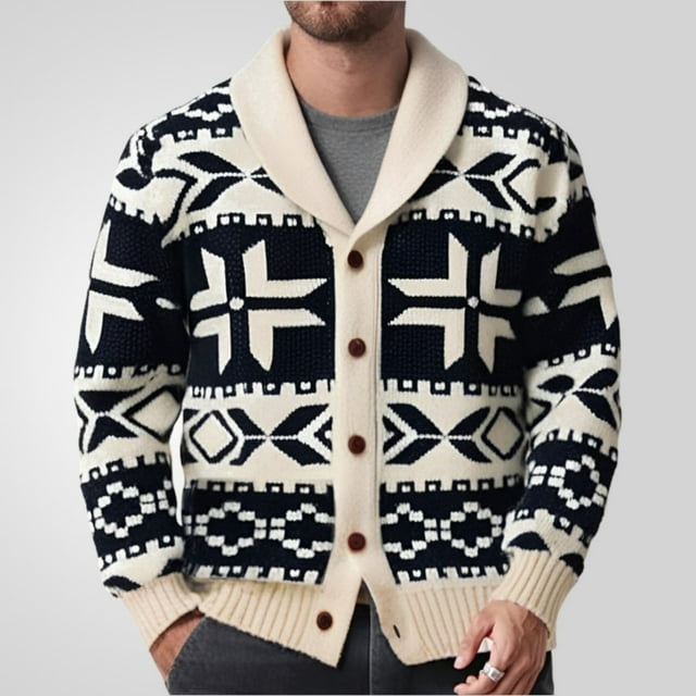 KIHOUT Mens Shawl Collar Cardigan Sweater Cable Knitted Button Down Sweaters Chunky Fall Winter Outwear