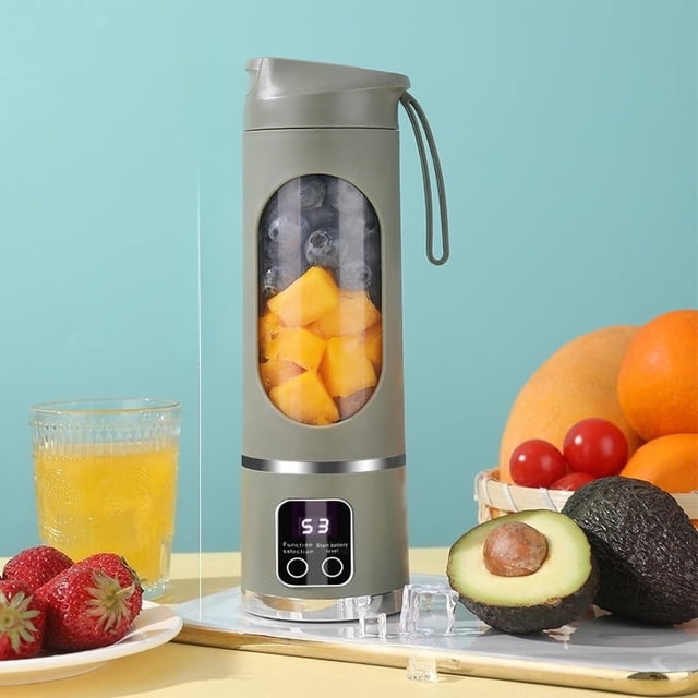 Portable Blender for Smoothies with LED Display and 12 Blades, 450ml Travel Juicer