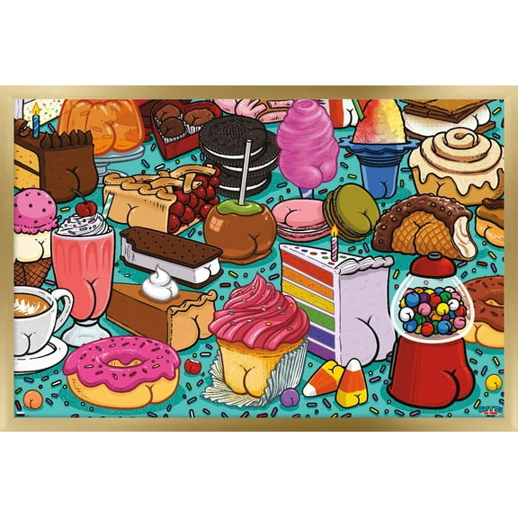 Brian Cook: Butts on Things - Sweets Wall Poster, 22.375" x 34" Framed