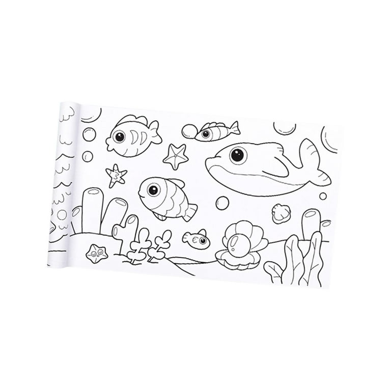Kids Coloring Paper Roll, DIY Art Drawing Sticky Drawing Paper Roll, Coloring Book Paper Toddlers Coloring Poster Gifts Animal, Size: 40cmx300cm
