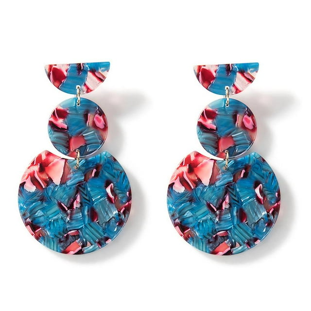 fastboy Boucles d'Oreilles Rétro Style Mixte à Longue Section Circulaire en Feuille d'Acétate Géométrie Clous d'Oreilles Boucles d'Oreilles