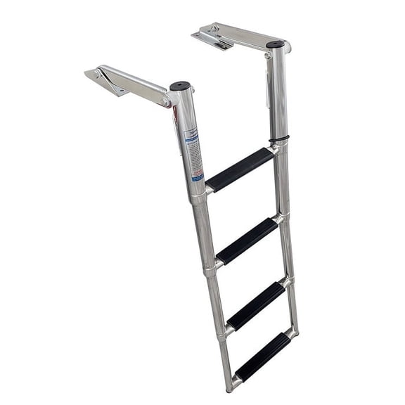 White Water FM-B00351BBD Stainless Steel Over Platform Telescoping Drop Ladder, 4 Step