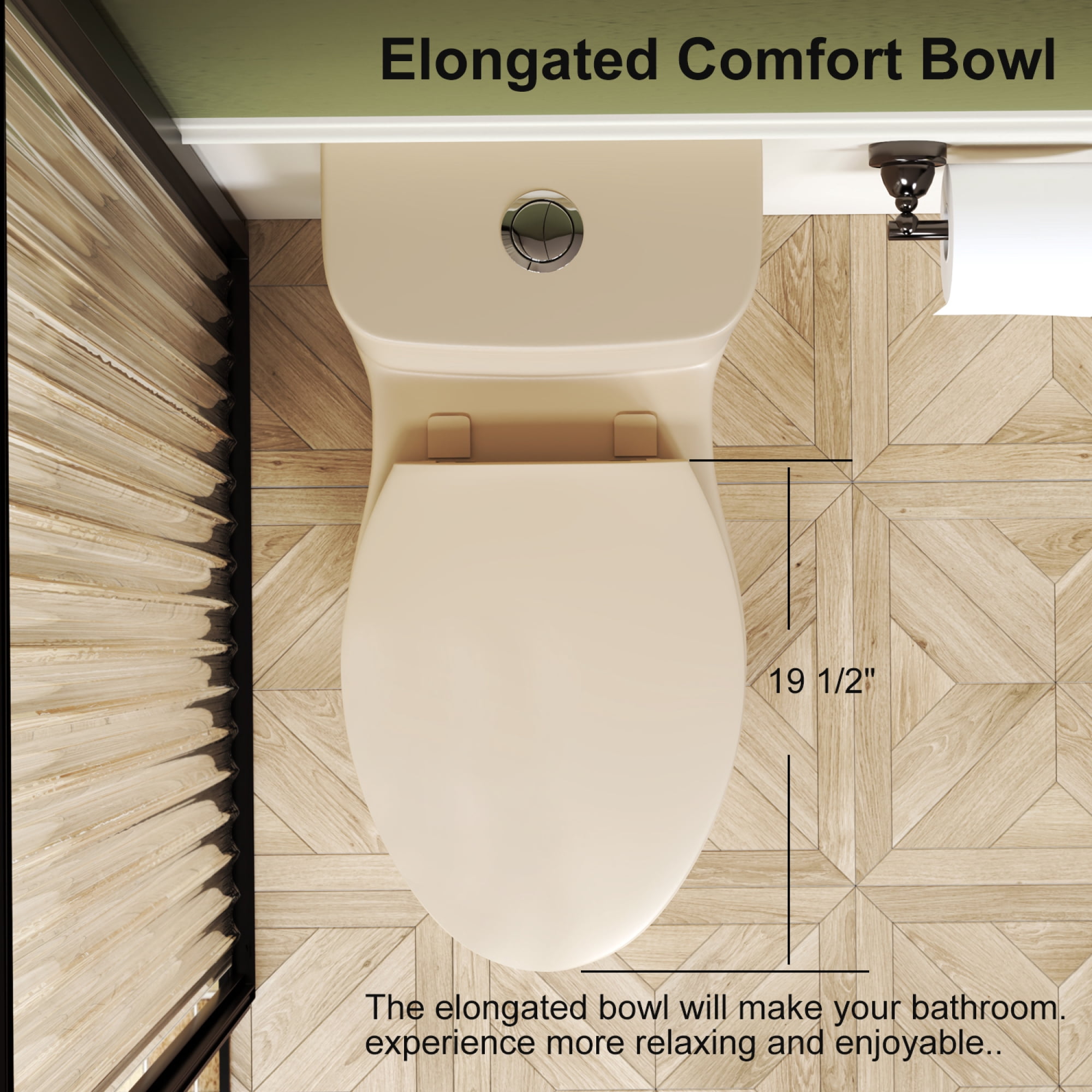 One-Piece Toilet,Powerful & Quiet Dual Flush Modern Toilet with Comfort Chair Seat,1.1/1.6 GPF,Khaki