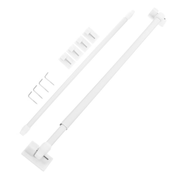 2 barras de cortina pequeñas, extensibles y ajustables de plástico.