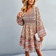 thumbnail image 1 of Vestido Largo Con Cuello En V Y Estampado Floral Fruncido NikouMX Con Manga Abullonada, 1 of 6
