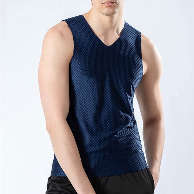 pstuiky Camisetas sin mangas para hombre, Camiseta deportiva informal de color liso para hombre, holgada, sin costuras, elástica, con cuello redondo Tops elegantes para mujer xxxxl