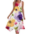 thumbnail image 2 of Ovzne Robes d'Été pour Femmes Robe Sans Manches Col Rond à Cordon Décontractée à Volants Ligne A Mini Robe Grande Taille Maxi Robe Liquidation, 2 of 7
