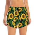 thumbnail image 2 of Xecao's Sunflower 1 for a double-layer running short for women, perfect for gym, tennis, and more, featuring a convenient pocket., 2 of 9