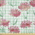 thumbnail image 2 of Ambesonne Flower Fabric by the Yard Microfiber, Fresh Blossoms Pastel, 3 Yards, Pink and Mint Green, 2 of 2