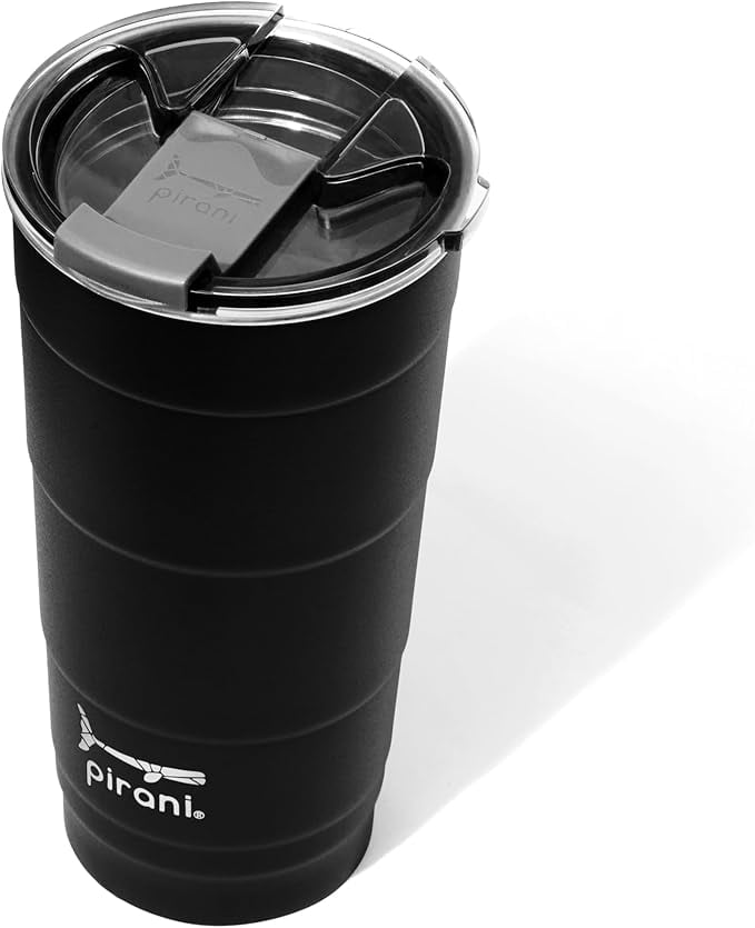 Pirani 26oz Insulated Stackable Tumbler - Skinny-Wall Triple Vacuum Insulation Cup with Custom Fit Air-Tight Lid - Space Saving Design - Kraken Black