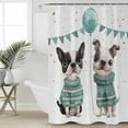 thumbnail image 2 of Small Stall Shower Curtain 48x72 Inch Narrow Half Size Funny Dogs Bath Curtains Bathroom Decor Country Green Animal Pets Balloon Celebration Waterproof Fabric Shower Curtain Set with Hooks 48 Inch, 2 of 6