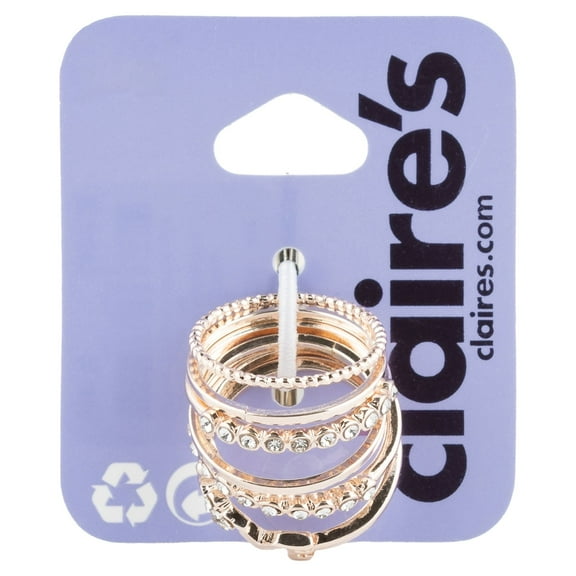 Claire's Teenager's Rose Gold Love Rings, Assorted Set, Size 8, 6 Pack, 06964