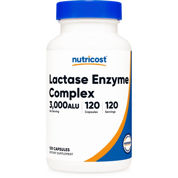 Nutricost Lactase Enzyme Complex 3,000 FCC ALU, 120 Capsules NonGMO