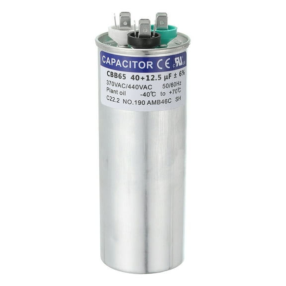 Uxcell CBB65 Capacitor, 40 12.5uF 370-440 VAC 50/60Hz Aluminium CBB65 Air Conditioner Motor Starting Round Capacitor for HVAC Systems, Air Conditioner, Heat Pump