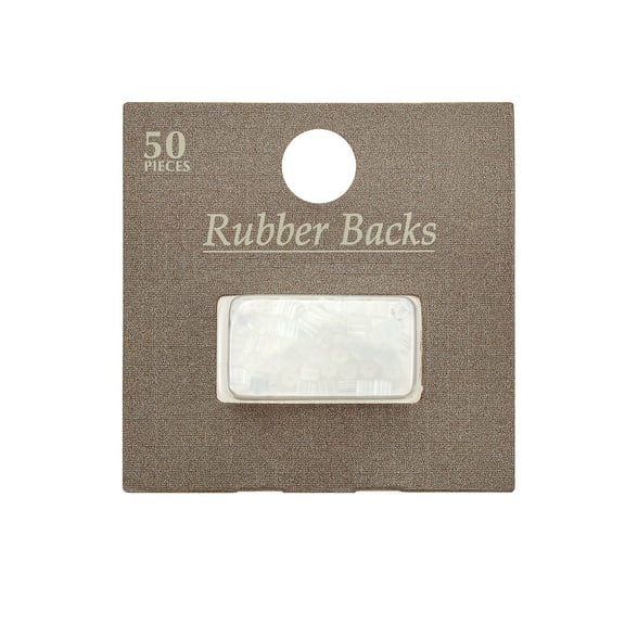 Essntl 50pc Ear Backs Rbr Stoppers Clear