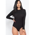 thumbnail image 4 of Body-Hugging Ribbed Mock Neck Long Sleeve Bodysuit, 4 of 11