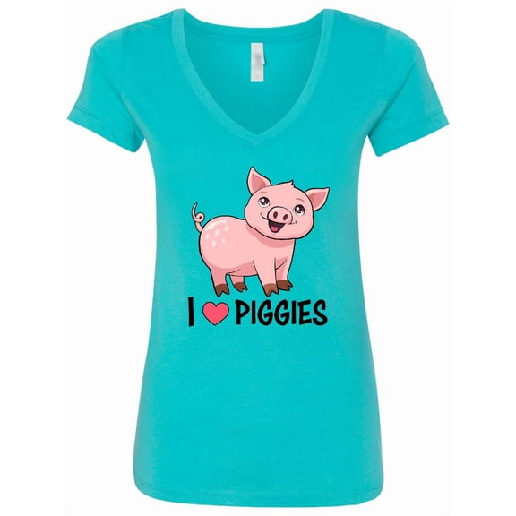 Inktastic I Love Piggies Cute Pig Women's V-Neck T-Shirt