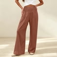 thumbnail image 5 of ClodeEU Women's High Waist Side Button Wide Leg Pants ,Casual Loose Palazzo Trousers with Pockets ,Women's Plus M, 5 of 5