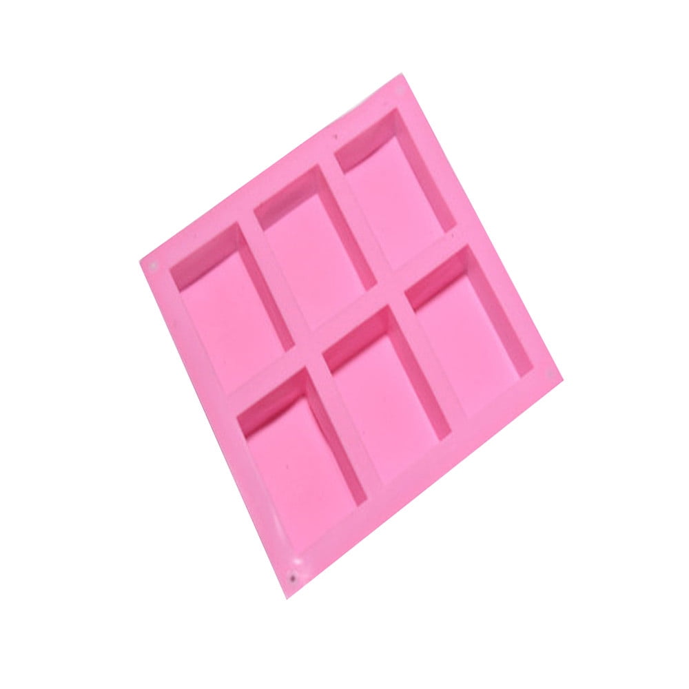 3 Moules à Savon Silicone Rectangulaires 6 Cavités - Moules DIY Savon, Résine, Gâteaux Rose Bleu Violet