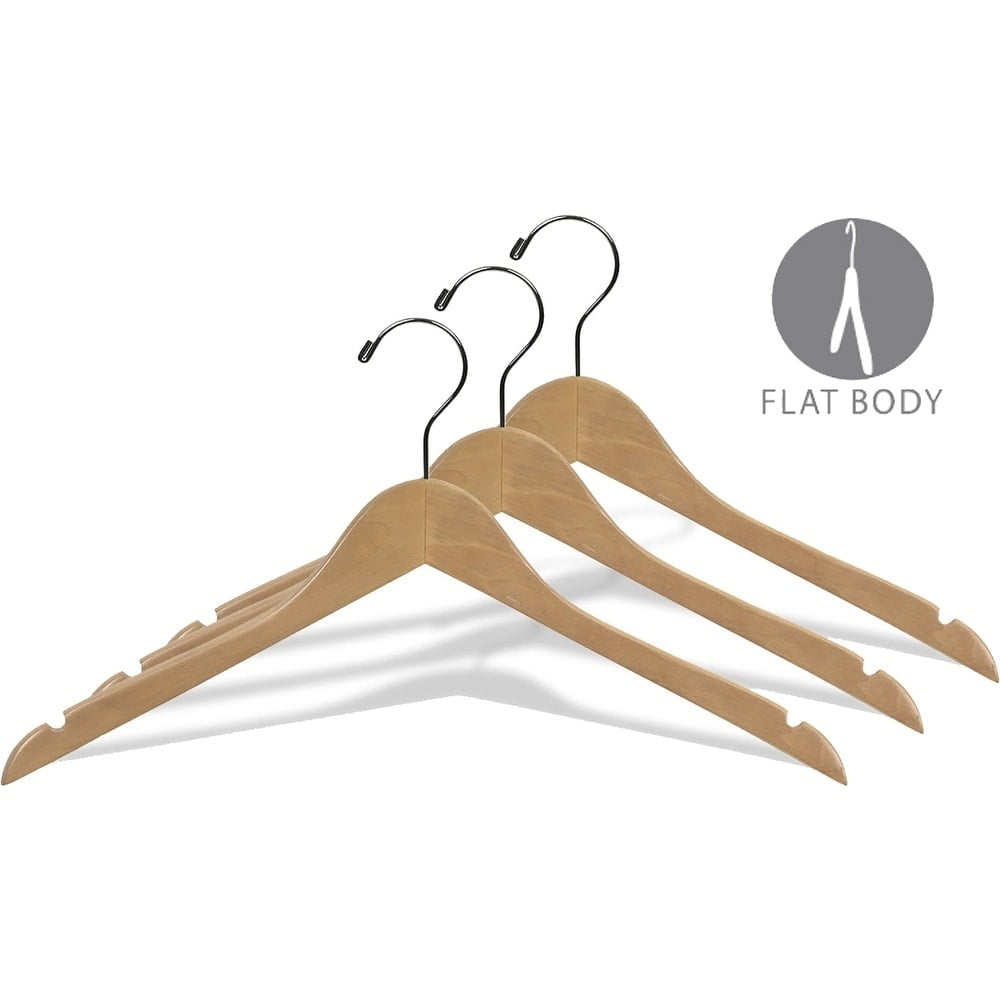 The Great American Hanger Company Wood Top Hangers with Notches box of 100
