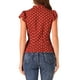 thumbnail image 3 of BLUSA DE MUJER INSPIRE CHIC Lunares con Lazo en el Cuello y Manga Rizada, Top para Trabajar, Talla L, Rojo, 3 of 5