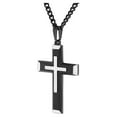 thumbnail image 4 of Believe by Brilliance Men’s Stainless Steel Two Tone Stacked Cross Pendant Necklace Chain, 4 of 4